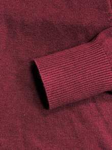 高品质新款秋冬时尚百搭高领单排扣针织开衫 - 紅色 - 查看 5