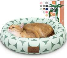 20in Washable Round Donut Indoor Pet Bed For Cats, Small Dogs, Puppies, Kittens - Anti-Slip Bottom, Calming Bed - Pink - Hoa văn màu xanh lá cây - Xem 7