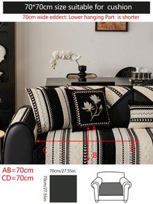 1pc Universal Sofa Cushion Cover, Modern Simple Non-Slip Sofa Seat Pad, Dust-Proof And Washable Sofa Slipcover, Black Fashion Soft Fade-Resistant Pet-Friendly Protector Fits For Bedroom, Office, Living Room Combination Furniture, L-Shaped Sofa And 1/2/3/4 Seat Sofa - Black - View 19