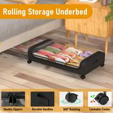 Caixa de Armazenamento Embaixo da Cama com Rodas, Caixas de Armazenamento Embaixo da Cama com Tampas, Organizador de Armazenamento de Sapatos Embaixo da Cama de 60L, Armazenamento Embaixo da Cama com Rodízio para Roupas, Sapatos, Cobertores - Cinza Claro - Visão 6