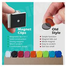 磁性夹子，强力冰箱磁铁，磁性金属挂钩，重型磁性夹子，非常适合用于便签、清单、照片展示、家庭、学校、办公室等用途，有9种颜色可选。