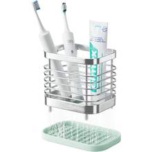 Shower Toothbrush Holder For Bathroom, Stainless Steel Tooth Brush Organizer Storage Caddy, Sink Toothpaste Holder Stand Tray, Silver Bathroom Countertop Accessories Decor - 1 - Bạc có khay - Xem 5