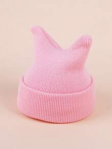 1/2 piezas Gorro de punto con cuernos dobles de dibujos animados lindos y cálidos para niños/bebés, gorro de punto versátil