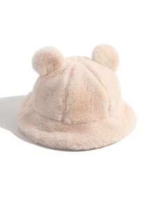 1 Stück Baby Einfarbig Süßer Bär Ohr Dick Fleece Winddicht Warm Fischerhut, Vielseitig für Jungen & Mädchen, Winter