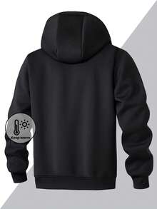 1 pieza Sudadera con capucha de forro polar de sherpa para hombres, chaqueta de sudadera gruesa y cálida, ropa casual deportiva para exteriores, regalo de Navidad