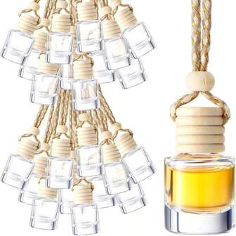 1/3/10pcs 8ml Hanging Car Air Freshener Diffuser,Empty Clear Glass Essential Diffuser Oil Aromatherapy Fragrance Perfume Pendant Glass Vials, Living Room Home Bedroom Bathroom House Decor, Travel Stuff, Wedding, Party, Birthday, Gifts For Men Mom Dad Friends, New Years, Accessories, Funny Gift