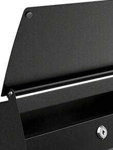 Mailbox, Wall-Mounted Lockable Post Letter Box With Viewing Windows, Nameplate, And Keys, Easy To Install, Grey/Black - Black - View 2