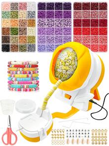 1 pieza Kit de máquina de hacer cuentas eléctrica - Dispositivo de enhebrado automático de cuentas con alimentación USB para hacer joyas DIY, pulseras tejidas a mano creativas, cuentas de rotación rápida para arcilla polimérica y cuentas de vidrio