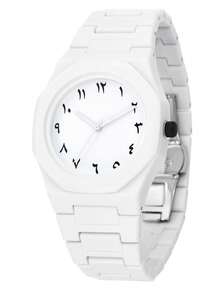 简约优雅男士石英表，多边形表盘，纯色拼布表带，模拟腕表，最佳时尚生日礼物，适合日常、派对、圣诞节