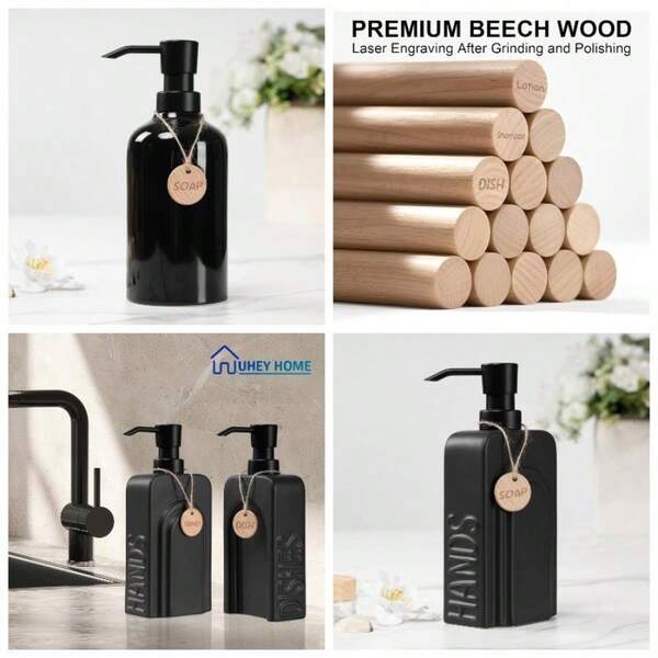 Handmade Wooden Labels Bottles Soap Lables Multifunctional Solid Wood Tags With Jute Twine Kitchen Bathroom Soap Dispensers - Hand SOAP Dish Lotion Shampoo Conditioner Body And FACE8 Pack