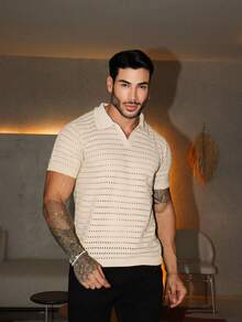 TRICOT DE LUXO Men's Polo Collar Shirt Knit Blouse Summer Spring Men Casual High Quality Immediate Shipping - 米色 - 查看 10