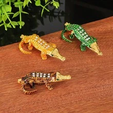 1 Piece Fashion Crocodile Jewelry Box - New Style Craft Desktop Storage Organizer, Exquisite Bedroom Decor Small Ornament, Practical Trinket Case, Suitable For Daily Use, Valentine's Day Gift, New Year Gift, School, Home Use, Outdoor Activities, Gift For Friends - 2 - View 1