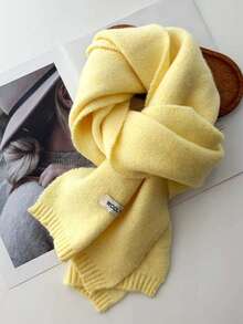 Korean Knitted Scarf Solid Color Double-Edged Imitation Cashmere Thick Warm Shawl Scarf Wraps For Women Men For Dress