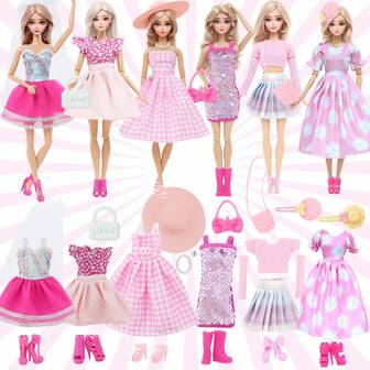 21 Pieces 11.5 Inch Doll Clothes Including 6 Sets Dresses And 15Pcs Accessories , Colorful Casual Style, Party Outfit, Doll Dress Up Game Toys Birthday Gift Christmas Stocking Stuffers(Doll Not Included)