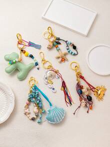 1 件时尚波西米亚风格钥匙扣，皮革 2D 汽车柠檬雨伞 LOVE 吊坠，适用于手提包、背包、化妆包、手提箱、钥匙扣、编织配饰。 - 彩色 - 查看 8