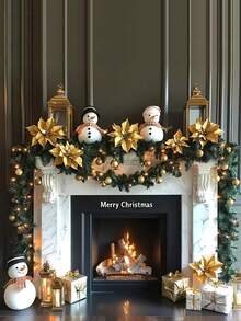 39/59/118 pulgadas Corona de Navidad artificial verde - Decoración navideña para interiores/exteriores, adecuada para el hogar, fiestas, mesa de comedor, pared, decoración de chimenea. Corona trenzada artificial DIY, plantas esenciales para Navidad, para agregar un ambiente festivo. - Multicolor - Ver 3