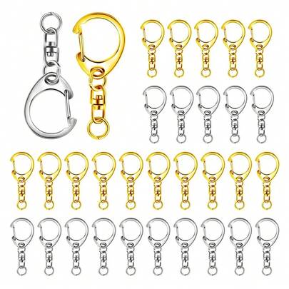 10 pezzi Moschettone portachiavi a forma di C, gancio connettore per realizzazione di gioielli e accessori portachiavi fai-da-te