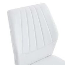 MUUOKY Modern Dining Chair Set Of 6, Faux Leather Upholstered Dining Room Chairs With High Back And Sturdy Metal Legs, Armless Kitchen Chairs With Comfortable Padded Seat, Perfect For Dining Room, Kitchen, Living Room, Or Apartment, Easy To Clean And Assemble, Ideal For Holiday Meals, Thanksgiving, Christmas And Home Decor - 白色+黑色 - 查看 6