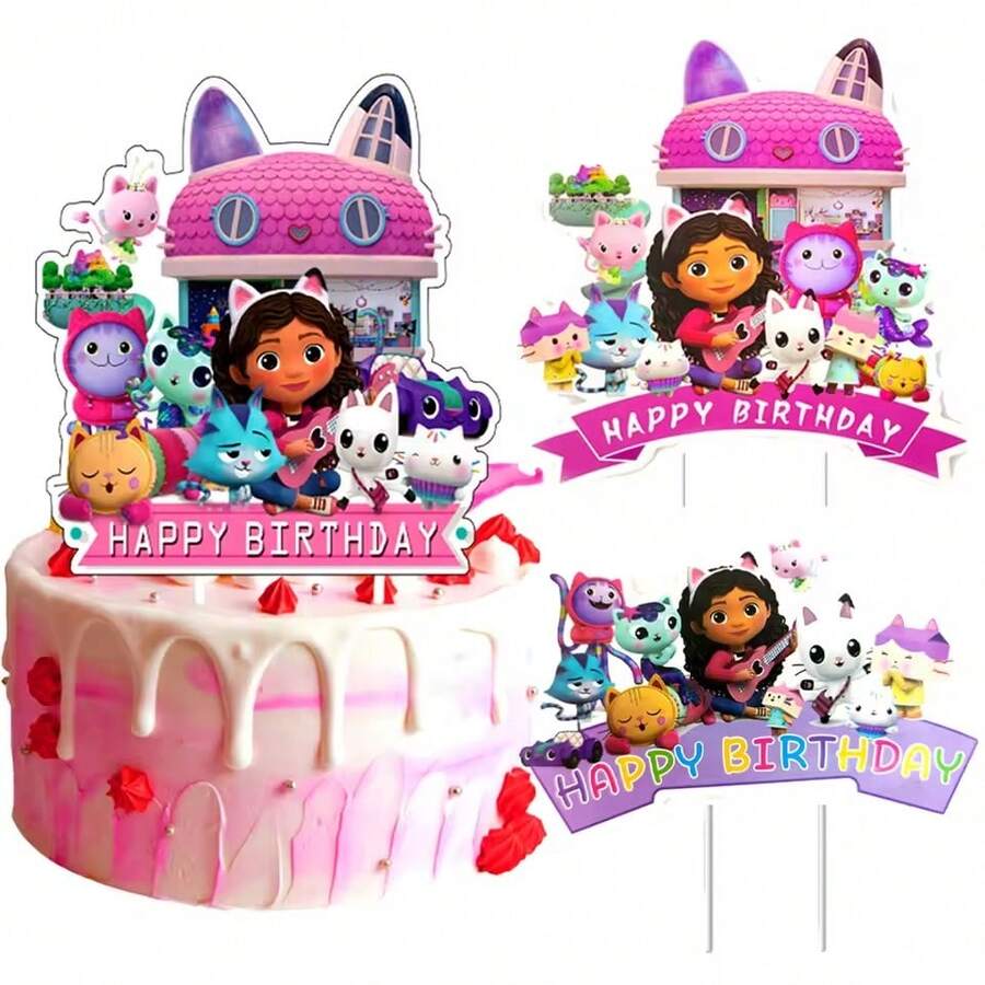 Theme Cake Decoration Cake Card Topper Kids Girls Birthday Party Supplies Baby Shower Cupcake Picks - Multicolor - View 1