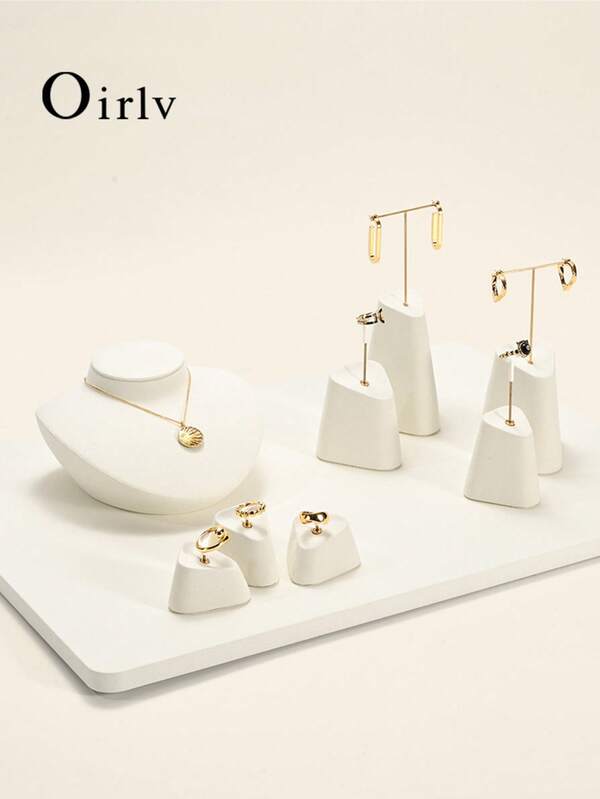 Oirlv Soporte de exhibición de joyería de microfibra de alta gama, soporte de exhibición triangular para anillos, aretes y collares, mostrador de exhibición de joyería, estante de exhibición de joyería, accesorios de exhibición de joyería, torre de joyería