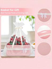 1pc Christmas Gift Basket, Storage Basket Gift Candy Hamper, Christmas Storage Basket, Gift Basket, Suitable For Bedroom Living Room Storage, Suitable For Autumn/Winter Storage, Atmosphere Storage Basket, Christmas Gift Storage Basket, Christmas Gift Storage Basket