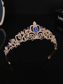 1 pieza Diadema con corona de princesa con rhinestones de moda para mujer, accesorio de pelo dulce para cumpleaños