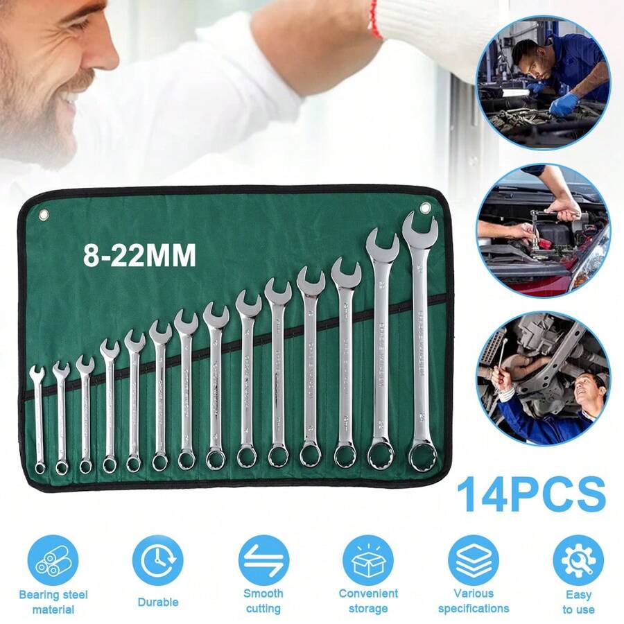14pcs Wrench Set – Versatile Ratchet Wrenches For Efficient Automotive Repairs - Professional Grade Combination Wrench Set