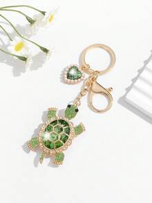 1 pieza Llavero con colgante con forma de tortuga lleno de brillantes, de estilo europeo y americano, lujoso y adorable. Adecuado para decoración y regalo de uso diario para mujeres - Multicolor - Ver 16