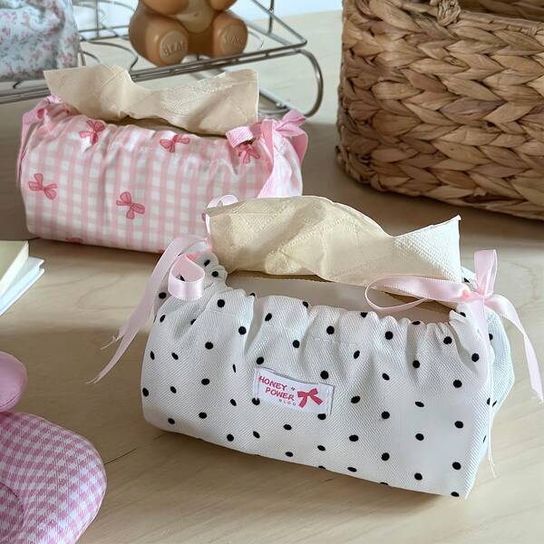 صندوق مناديل بسحاب على الطراز الكوري، حقيبة تخزين بنمط الفراشة والزهور، ديكور منزلي جذاب، صندوق مناديل متعدد الاستخدامات لطاولة القهوة/طاولة الطعام/السيارة/المكتب، أساسي منزلي بسيط وأنيق