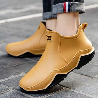 女式短款雨靴男女休闲工作防水鞋防滑拼色户外水鞋。春夏系列 PVC 雨靴