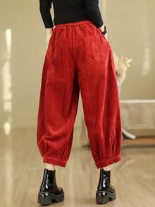 Damskie, luźne, sztruksowe, skrócone spodnie, luźne, proste nogawki, grube i szerokie nogawki, odpowiednie do noszenia wiosną i jesienią