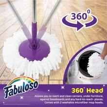 Fabuloso Spin Mop And Bucket HandsFree Wringing Spin Bucket Hine Washable And Replaceable Microfiber Mop Head Adjustable Pole Length Clean Your Floors With Ease - 紫色 - 查看 3