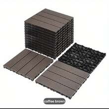 1pc/2pcs/10pcs, 30*30cm/11.8*11.8inch Outdoor Waterproof Anti-Corrosion Plastic Wood Flooring, Easy Installation, Flame Resistant, Anti-Wear, Anti-Corrosion, Suitable For Balcony, Patio, Garden Renovation, DIY Plastic Interlocking Deck Tiles, Outdoor Decor, Outdoor Garden, Applicable For Terrace, Pool Side, Balcony And Backyard, Available In Grey And Coffee Color, Waterproof Outdoor Ground Cover - Coffee Brown - View 12