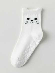 Süße Pilates Socken für Frauen, Cartoon Yoga Socken mit Katzenpfoten-Grip, Sport Socken für Fitness Indoor Yoga, nahtlose Socken bis zur Mitte des Waden