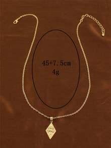 1pc Retro Geometric Personalized Pendant Necklace With Diamond-Shaped Embossed Sun And Moon Pendant For Women