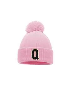 1 Stück Kinder gestrickte Mütze mit A-Z Buchstaben Muster, Mädchen Jungen warme gestrickte Beanie, geeignet für den Außenbereich, Alltagsgebrauch im Herbst und Winter