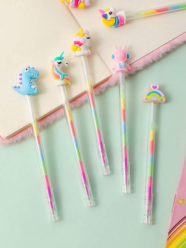 4/6 PCS Girl Cartoon Unicorn Transparent Pen Student Writing Notebook Pen Children's Stationery Gift Pen School Prize Water Pen
