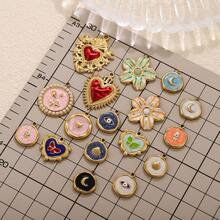 1pc Stainless Steel 18K Gold-Plated Fashionable Cute Star Moon Heart Flower Pendant DIY Jewelry Making Kit Suitable For Everyday Wear Gift Stainless Steel Pendant - Round Pendant - View 2