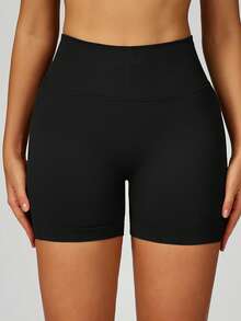 MASKERT 塑身高品质女士健身短裤瑜伽裤跑步运动裤高弹力运动裤 - 黑色 - 查看 4