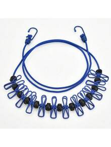 1 opakowanie przenośnej linki do bielizny z 12 klamerkami, regulowana elastyczna linka do bielizny na kemping, wiatroodporna, elastyczna, zwijana linka do bielizny na podwórko, do hotelu w kurorcie, suszenia ubrań na balkonie - Wielokolorowe - Zobacz 13