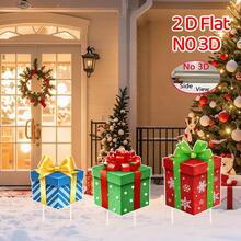 3 peças Decoração de Placas de Jardim Planas 2D para Natal, Estacas de Jardim Natalinas, Placas de Natal com Estacas para Jardim, Decoração de Feriados, Decoração de Gramado Sazonal, Estacas Festivas, Design de Placa Plana, Construção Resistente, Decorações para Exteriores, Proprietários de Casas, Decoradores de Jardim