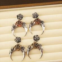 1pc Western Cowboy Style Dual-Tone Geometric Pendant Earrings For Women