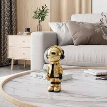 - Estatua de escultura de astronauta pequea para decoracin de astronauta, esculturas para el hogar, decoracin de resina para estantes dorados y negros, decoracin de mesa, minicmara - inicial - Ver 3