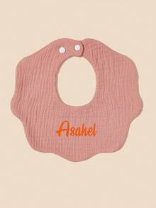 1pc Customizable Text Embroidery Baby Floral Bib, Soft & Breathable Newborn Drool Bibs, Personalized Gift For Baby - Multicolor - View 3