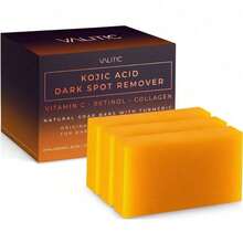 (3 Pack) Kojic Acid Dark Spot Remover Soap Bars With Vitamin C, Retinol, Collagen, Turmeric - Original Japanese Complex Infused With Hyaluronic Acid, Vitamin E, Shea Butter, Castile Olive Oil - 黃色 - 查看 6