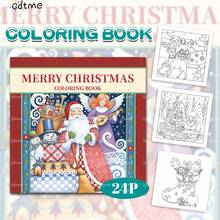 GDTME 1 pieza Libro para colorear con tema navideño, cubierta de papel perlado, 24 páginas con papel talla grande grueso mejorado (120g páginas interiores), 7.9x7.9 pulgadas, para colorear por un solo lado, contenido rico y exquisito, adecuado para adolescentes y adultos para aliviar el estrés, regalo perfecto para amigos, parejas y familia. ¡Regalo ideal para Año Nuevo, Navidad, Acción de Gracias!