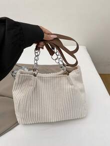 轻便、商务休闲、时尚大容量简约毛绒单肩手提包，适合上学、旅行、购物、约会，是送给年轻女孩、女大学生、职场新人和OL的理想礼物。 - 白色 - 查看 8