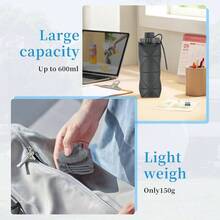 Collapsible Silicone Travel Bottle 20oz 600ml Reuseable Leakproof Foldable Sports Bottle, With Carrying Strap, Dark Gray+ Purple - Xám đậm + Tím - Xem 4