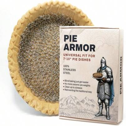 BakeBarn Pie Armor, Universal Fit Pie Weight For 7-10 Inch Pies, Durable Alternative To Traditional Ceramic Pie Weights, 100% Stainless Steel 304