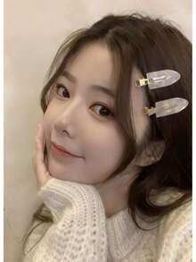No Bend Hair Clips For Styling, Acrylic Resin Flat Clip, No Crease Curl Small Pin, Bang Seamless Hair Barrette Tool For Makeup-Hairstyle Accessories For Women Girls - 白色 - 查看 4
